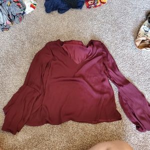 Maroon burgandy bell sleeve top